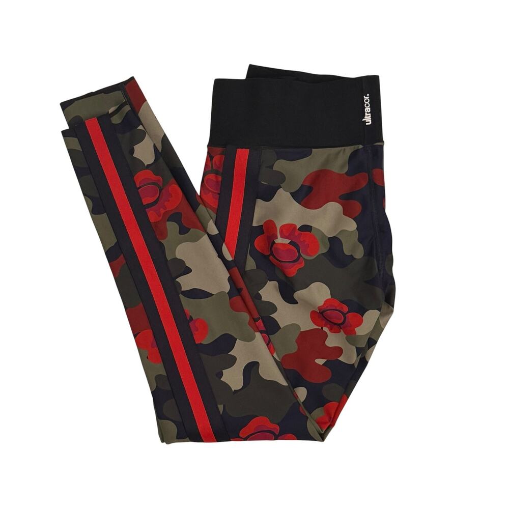 Ultracor Womens Size S Leggings Camo Floral Print Red Black Stripe NWOT